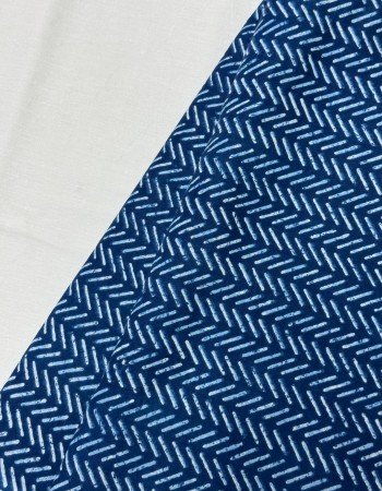INDIGO ZIG ZAGS MOTIFS A LINE KURTI 