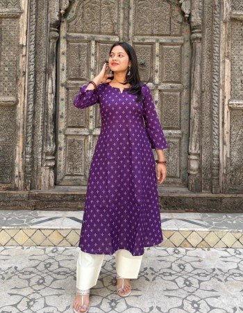 PURPLE BANDHANI MOTIF A LINE KURTI