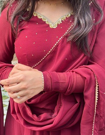 RUBY DIVINE GEORGETTE GHER SET 