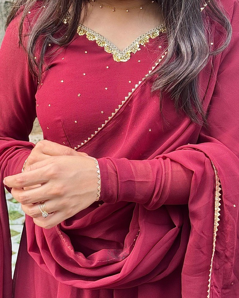 RUBY DIVINE GEORGETTE GHER SET 
