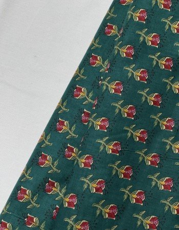 GREEN LITTLE FLORAL MOTIF LONG STRAIGHT KURTI