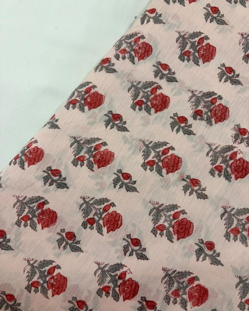 OFFWHITE FLOWER CHANDERI  A LINE KURTI