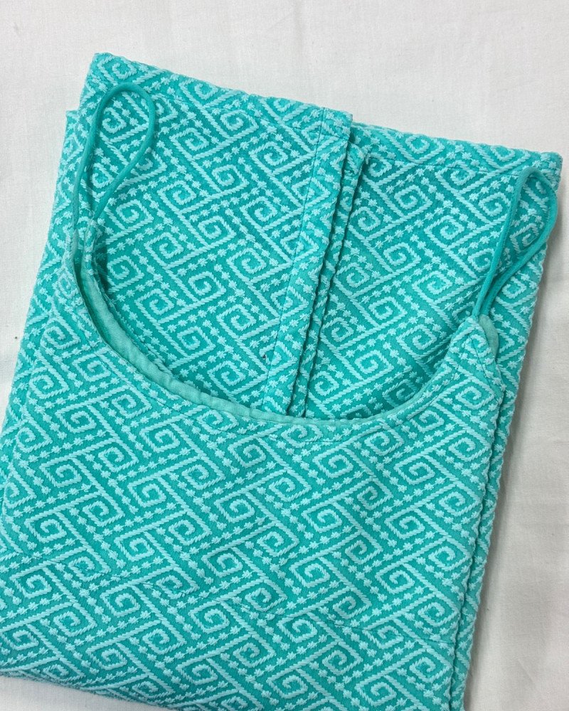 FEROZI 2.0 CHIKANKARI LONG STRAIGHT KURTI