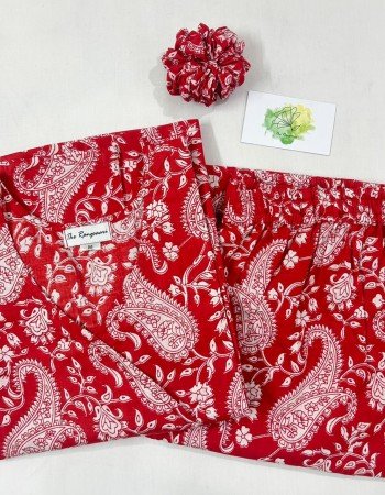 RED MOTIF KURTA BOTTOM SET