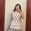 OFF WHITE FLOWER SHORT STRAIGHT KURTI