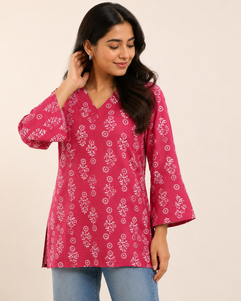MAROON SHORT STRAIGHT KURTI