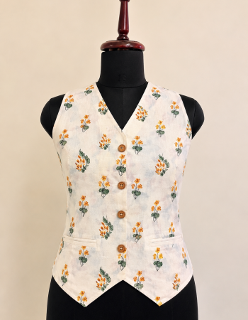 OFF WHITE YELLOW FLOWER BOOTA VEST TOP