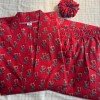 RED LITTLE FLORAL MOTIF KURTA BOTTOM SET
