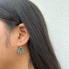 SILVER 925 HALLMARKED GREEN STONE HOOK EARRINGS
