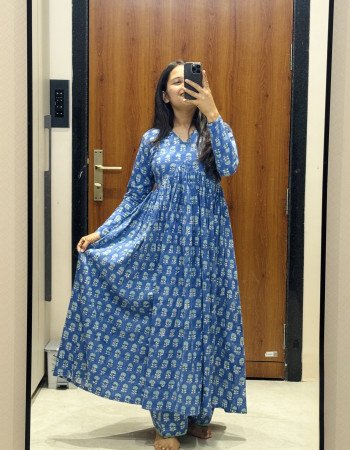BLUE MOTIF HANDBLOCK SABAH SET