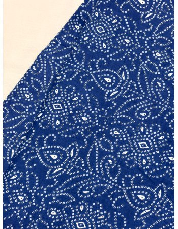 BLUE BANDHEJ LONG STRAIGHT KURTI