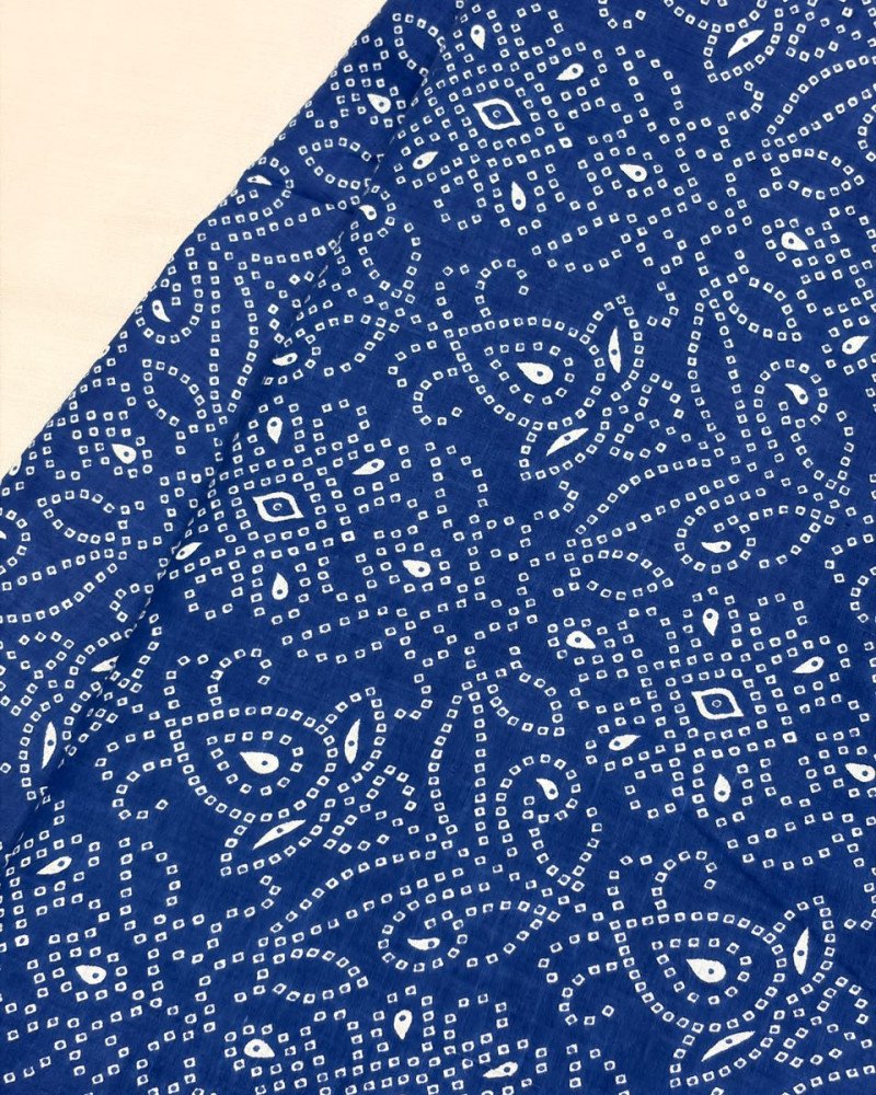 BLUE BANDHEJ LONG STRAIGHT KURTI