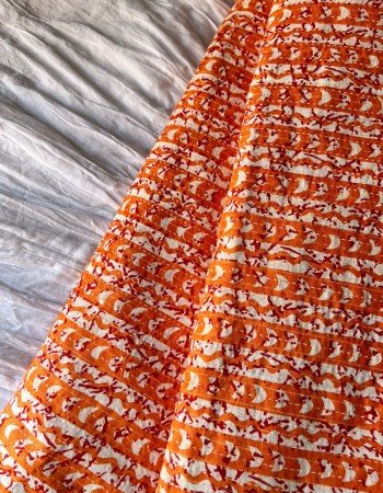 ORANGE LINES KANTHA LONG STRAIGHT KURTI