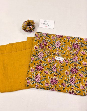 MUSTARD PINK FLORALS KURTA BOTTOM SET