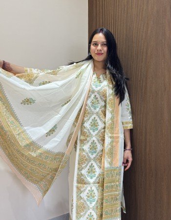 WHITE FLORAL COTTON SUIT SET 