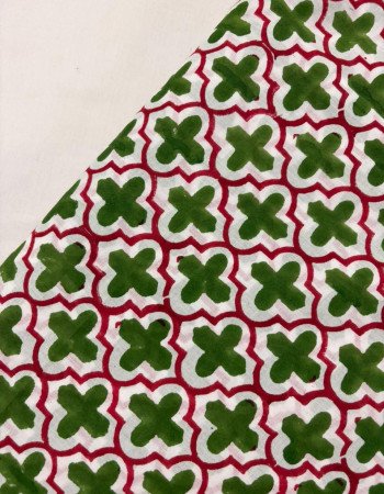 WHITE GREEN MOTIF A LINE KURTI