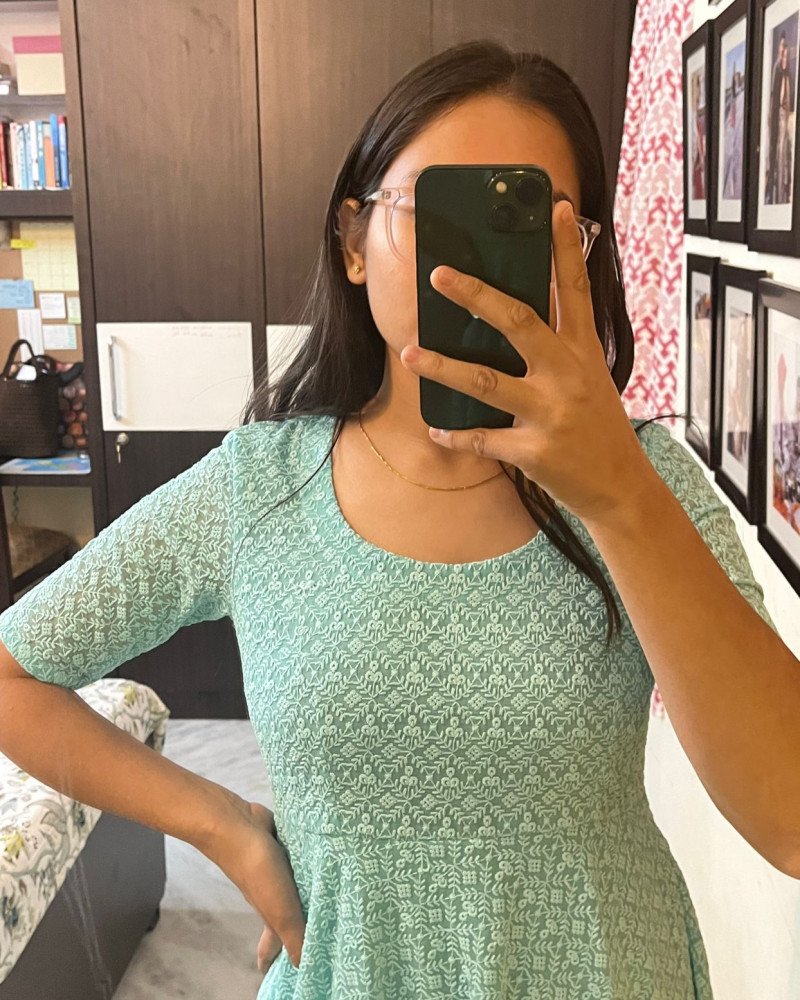 FEROZI CHIKANKARI UMBRELLA GHER KURTI