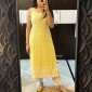 YELLOW DUAL SHADE CHIKANKARI LONG STRAIGHT KURTI