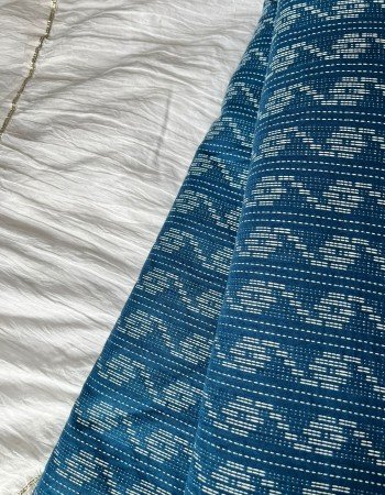 DARK BLUE KANTHA LONG STRAIGHT KURTI