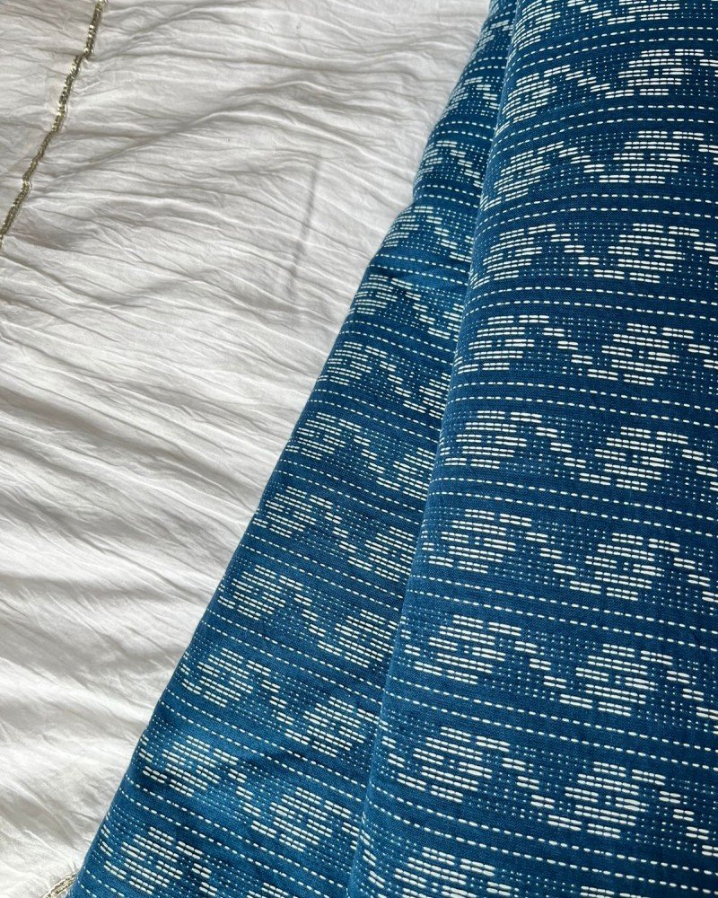 DARK BLUE KANTHA LONG STRAIGHT KURTI