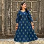 DARK BLUE MOTIFS A LINE KURTI