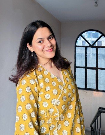 MUSTARD MOTIF HANDBLOCK ANGRAKHA CHANDNI TOP