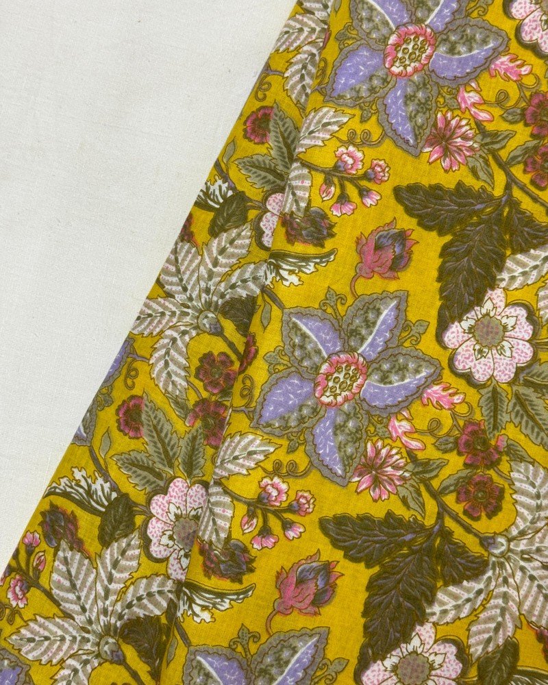 MUSTARD FLORAL SHORT STRAIGHT KURTI