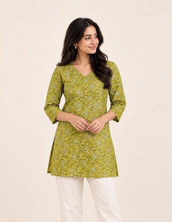 LIGHT GREEN SHORT STRAIGHT KURTI
