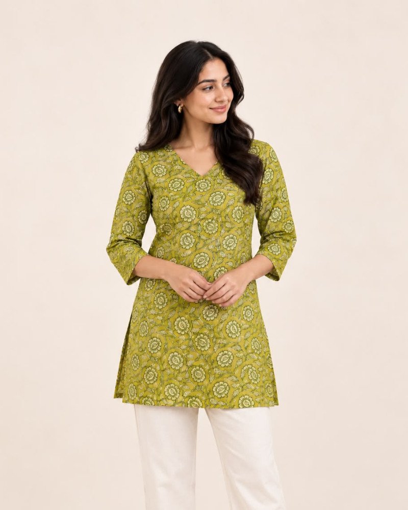 LIGHT GREEN SHORT STRAIGHT KURTI