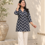 BLACK ZIGZAG SHORT STRAIGHT KURTI