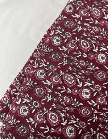 MAROON LITTLE FLORAL THICK COTTON LONG STRAIGHT KURTI
