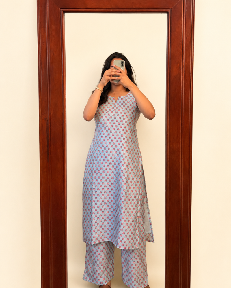 SKYBLUE KURTA BOTTOM SET