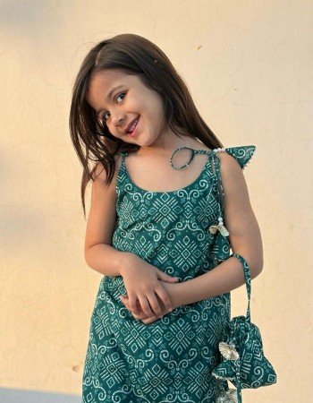 TEAL BANDHANI MOTIF KIDS KURTA PANT SET