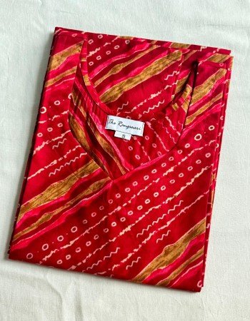 RANI LEHARIYA GOLDEN FOIL LONG STRAIGHT KURTI