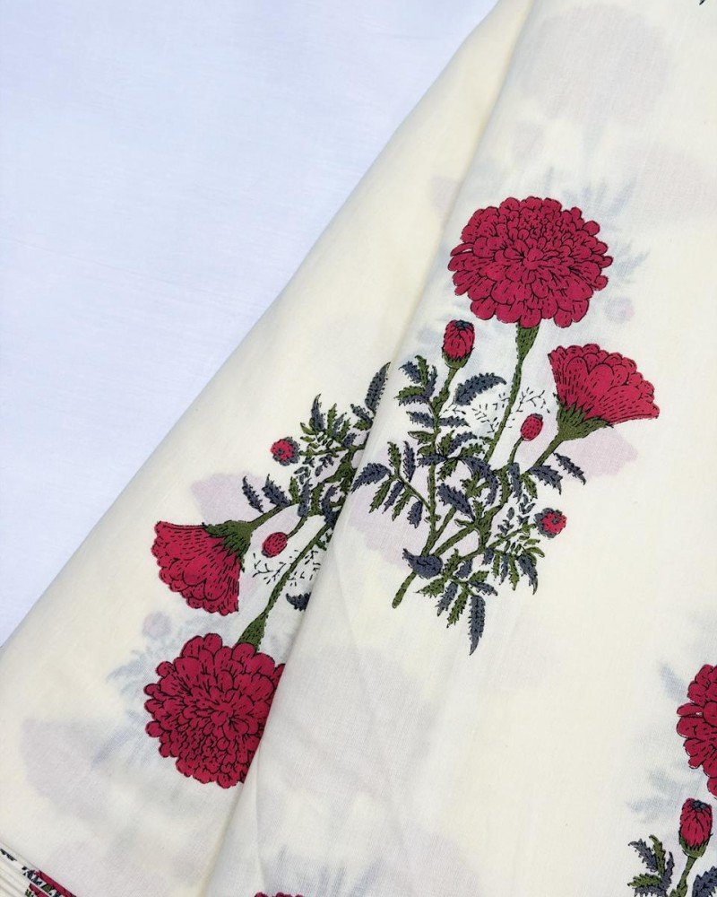 RED FLOWER BOOTA NIGHT SET