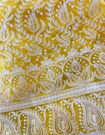 YELLOW DUAL SHADE CHIKANKARI LONG STRAIGHT KURTI