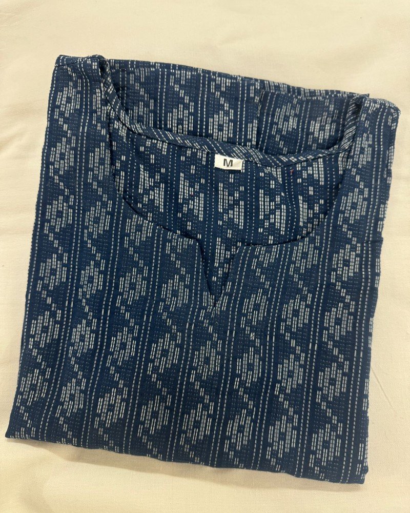 DARK BLUE KANTHA LONG KURTI
