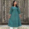 TEAL BANDHANI MOTIF A LINE KURTI