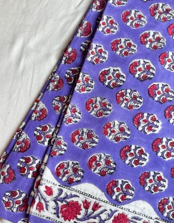 PURPLE FLORAL MOTIF COTTON SUIT SET