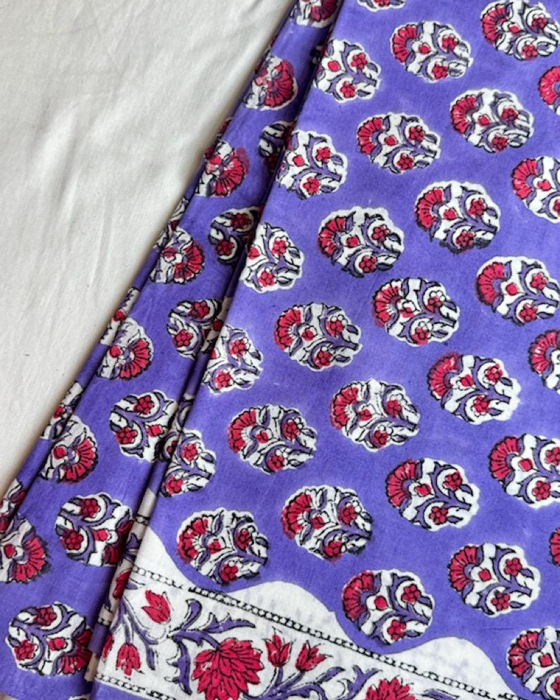 PURPLE FLORAL MOTIF COTTON SUIT SET