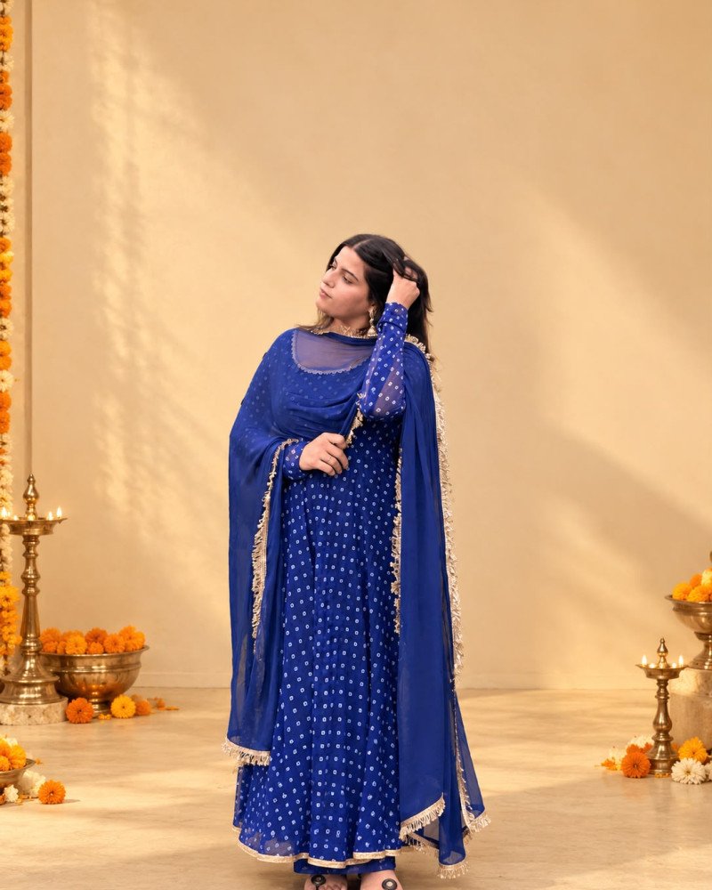 PREETI BLUE GHER SET
