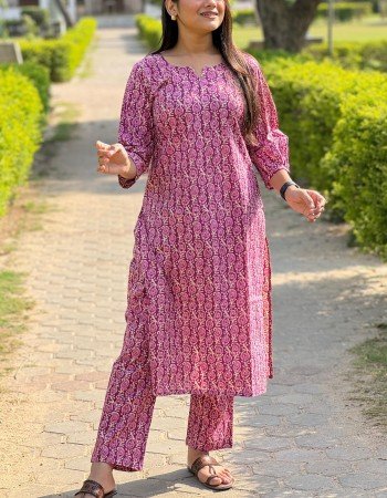 PURPLE PAISELY MOTIF KURTA PANT SET