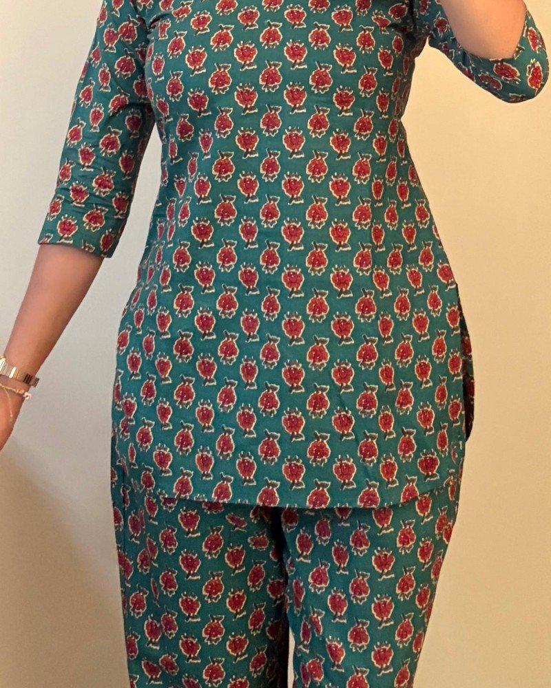 GREEN ORANGE LITTLE  MOTIF NIGHT SET