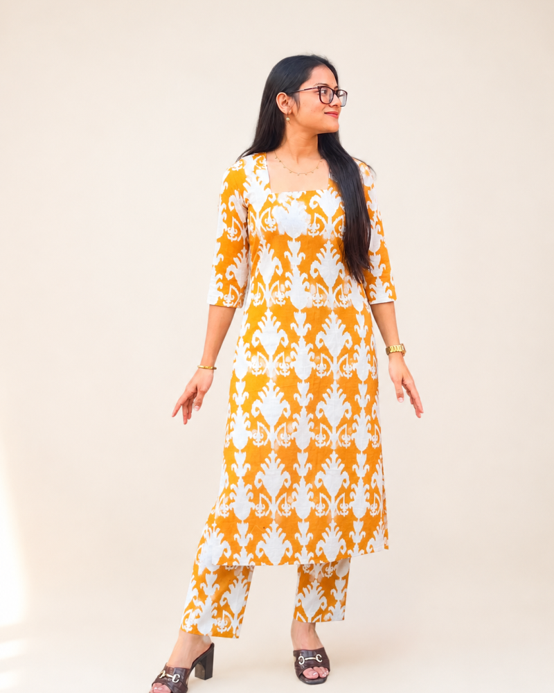 YELLOW ORCHID KURTA BOTTOM SET