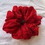 RED CHIKANKARI SCRUNCHY