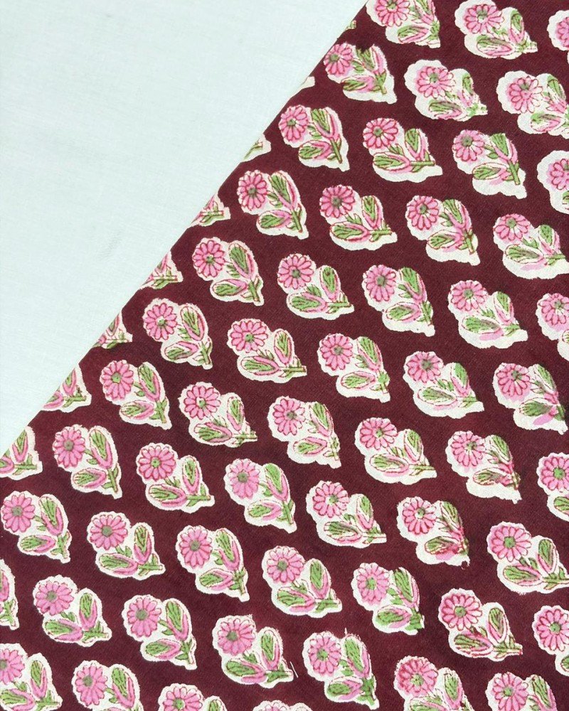 MAROON MOTIF HANDBLOCK NIGHT SET