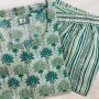 GREEN SILVER STRIPES KURTA BOTTOM SET