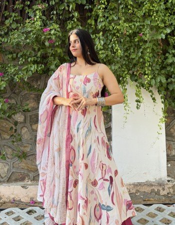 OFF WHITE PURPLE UMBRELLA GHER KURTI
