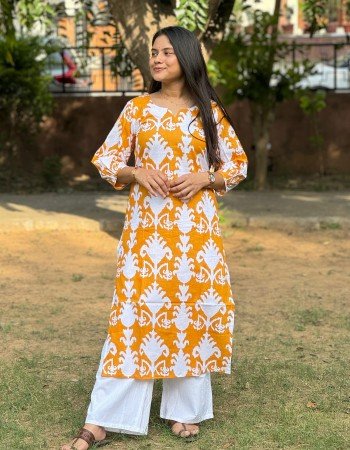 YELLOW ORCHID LONG STRAIGHT KURTI