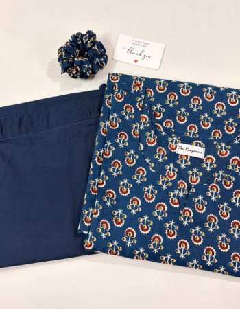 INDIGO MOTIF KURTA BOTTOM SET